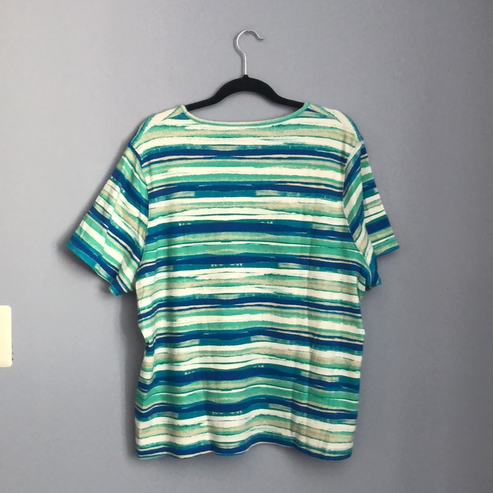 ⭕️ NO OFFERS PRICE FIRM Kim Rogers Blue and Green T-Shirt - Picture 4 of 4